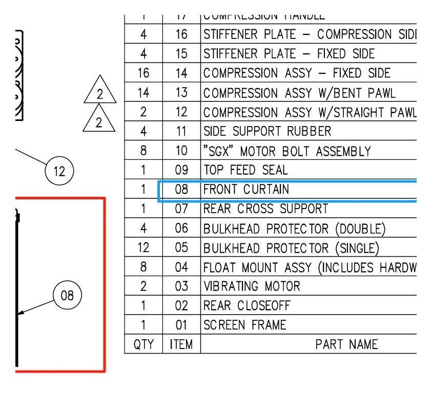 0012647 Front Curtain HYP C/W Hardware