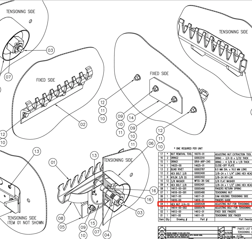 Hex Nut 3/4-10 For Tensioning Side G0005428
