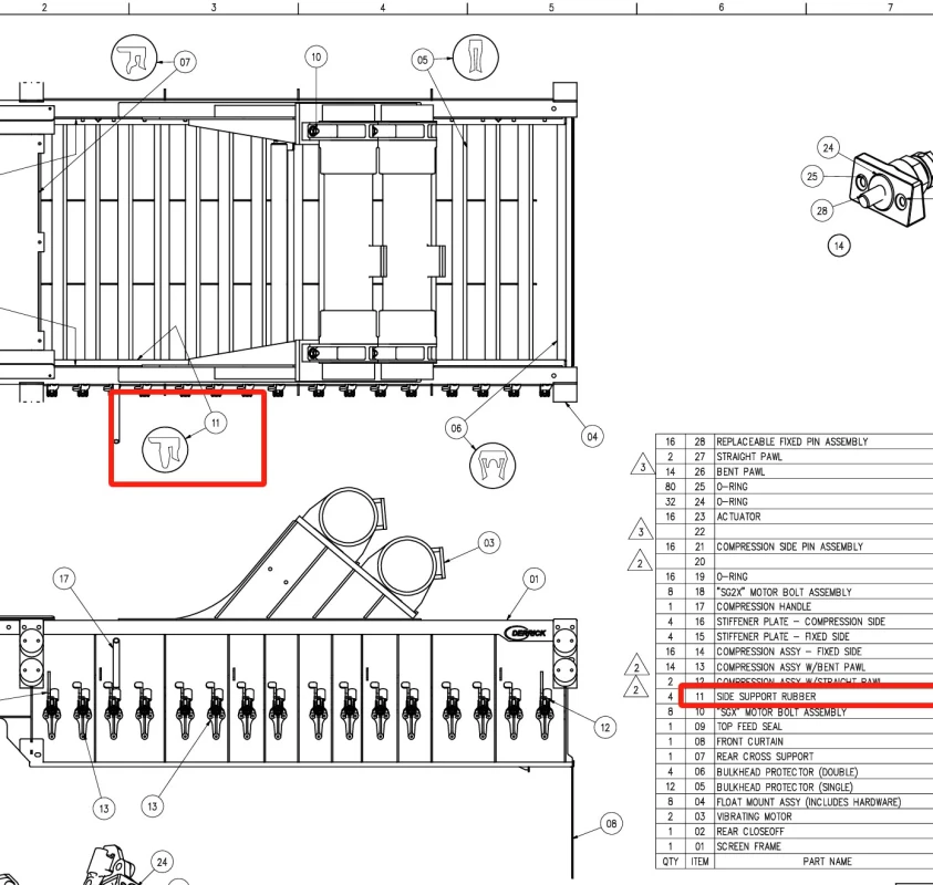 16848-01-001 Side Support Rubber