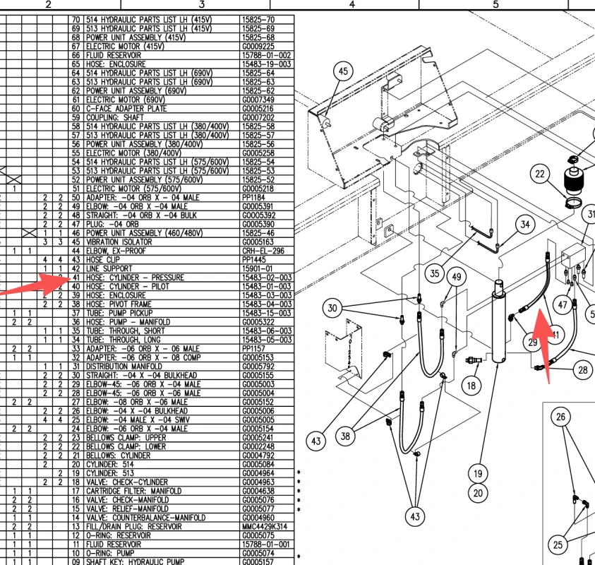 Derrick 500 series Shale Shaker Hose Cylinder